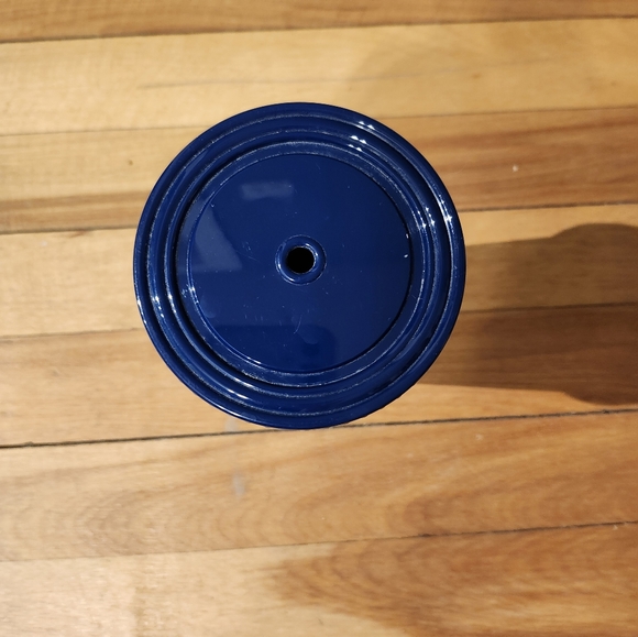 20 oz Kate Spade Navy Blue White Polk a Dot Tumbler with Lid No Straw - Picture 3 of 4